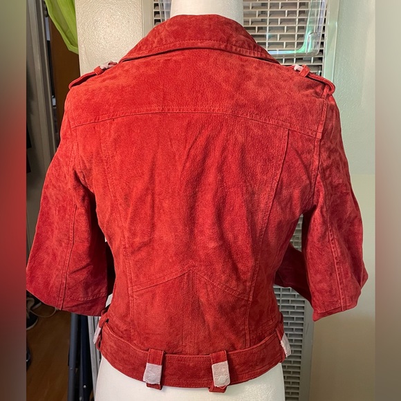 BLANK NYC GENUINE SUEDE RED BIKER JACKET, Size S - Picture 8 of 14